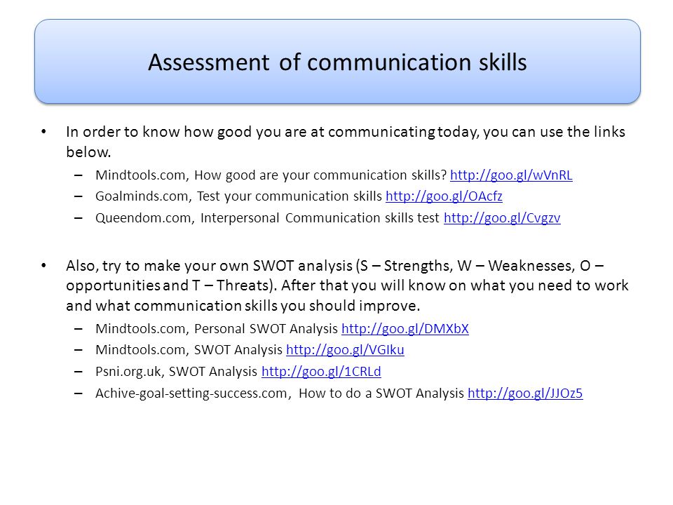 Analysis of communication skills a self assessment